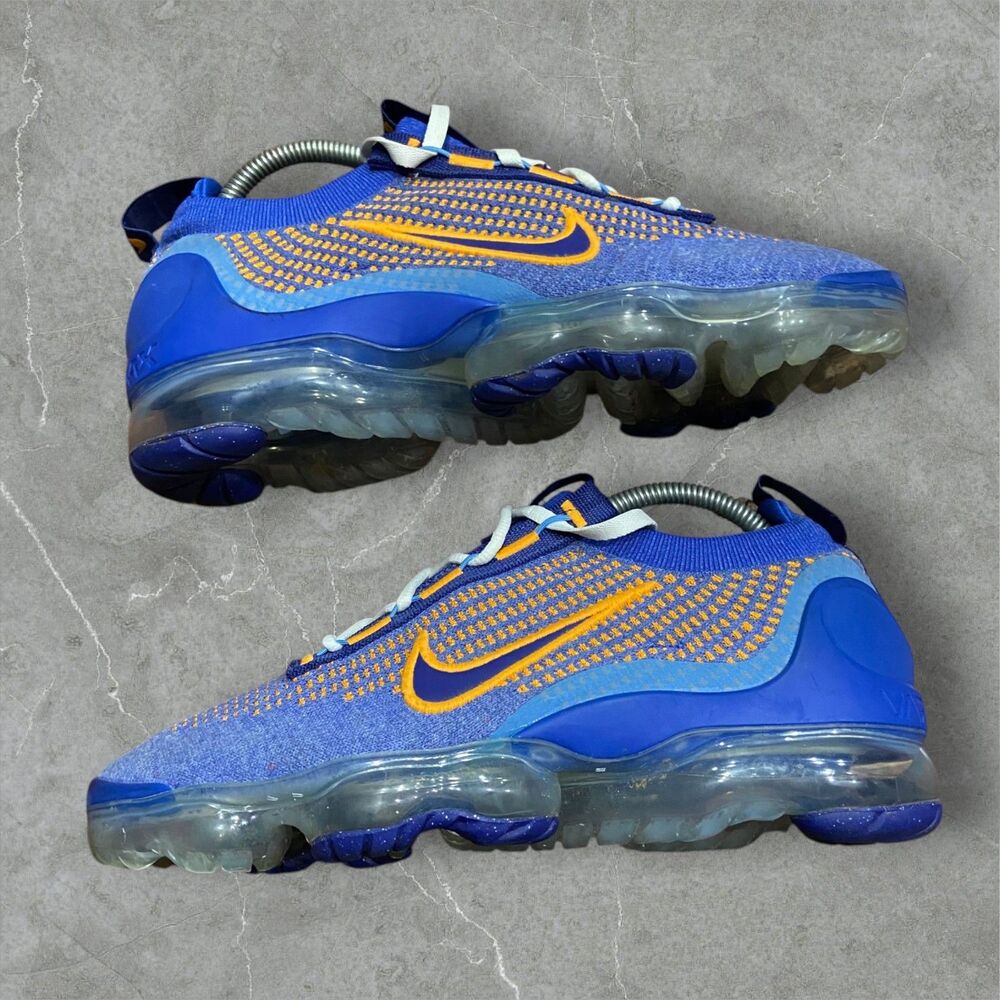 Nike Air Vapormax 2021 FK Flyknit NY Knicks Royal Blue Orange Sneakers Men's 8
